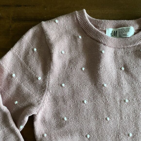 H&M Pink Swiss Dot Sweater Dress Girls' 3/4T - Picture 4 of 8